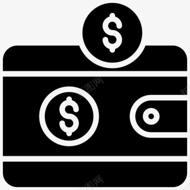 钱包钱钱包储蓄和投资字形图标图标