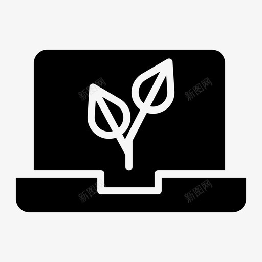 笔记本电脑绿色叶子svg_新图网 https://ixintu.com 笔记本 电脑 绿色 叶子