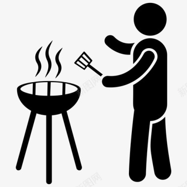 户外烹饪篝火烹饪野营食品图标