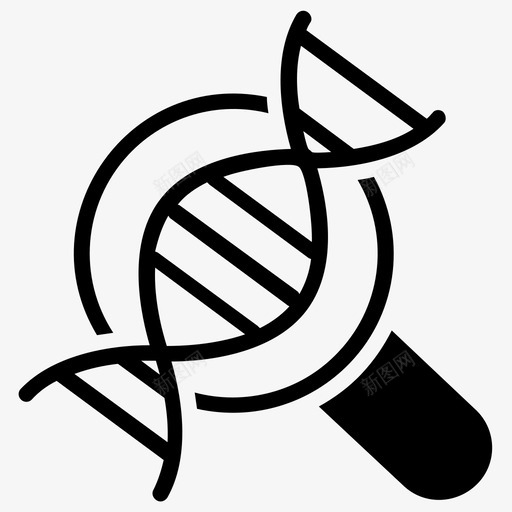 dna搜索dna分析基因工程svg_新图网 https://ixintu.com 搜索 分析 研究 基因工程 人类 基因组 生物学 字形 图标