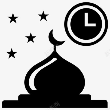 adhan时间伊斯兰符号祈祷时间图标