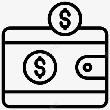 钱包钱钱包储蓄和投资线图标图标