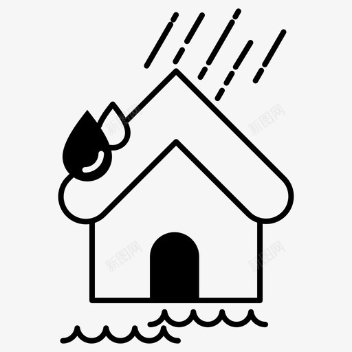 下雨家房子svg_新图网 https://ixintu.com 下雨家 房子 天气 节约 用水