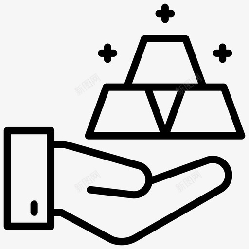 金锭金饼干金条svg_新图网 https://ixintu.com 金条 金锭 金饼干 饼干 储蓄 投资 线图 图标