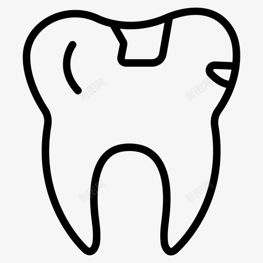 缺口破损牙齿svg_新图网 https://ixintu.com 牙齿 缺口 破损 口腔 医疗 线图 图标