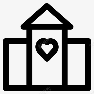 教堂建筑爱情图标