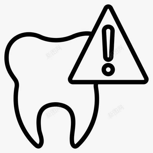 警告牙科错误svg_新图网 https://ixintu.com 牙科 警告 错误 感叹 叹号 牙齿 医疗 线图 图标
