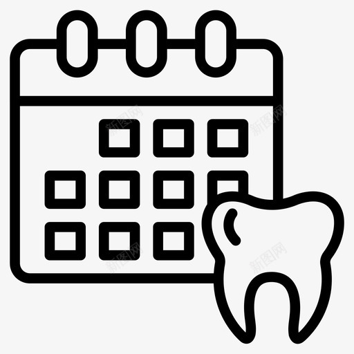 日历日期牙齿svg_新图网 https://ixintu.com 牙齿 日历 日期 月份 医疗 线图 图标