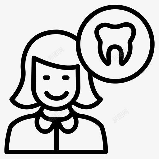 牙医头像牙科svg_新图网 https://ixintu.com 牙科 牙医 头像 女性 牙齿 医疗 线图 图标