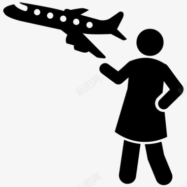 航班起飞航空旅行人类象形图图标