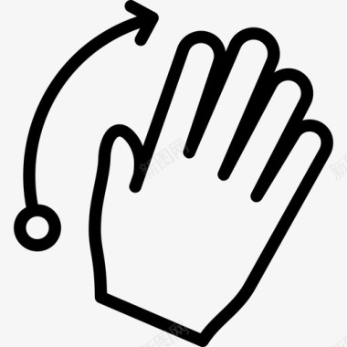四个手指向右轻弹四个手指向右弹触摸手势轮廓v2图标