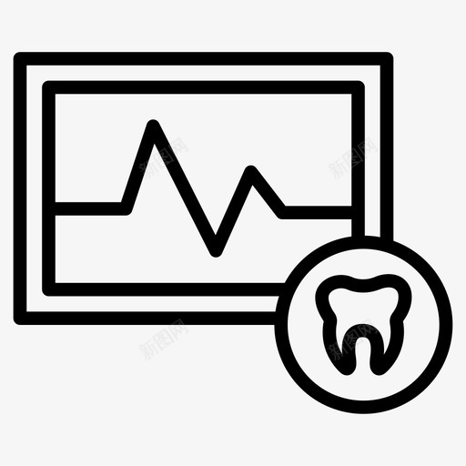 医疗监视器牙科脉冲svg_新图网 https://ixintu.com 医疗 监视器 牙科 脉冲 屏幕 牙齿 线图 图标