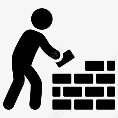 建筑工人砖块水泥图标