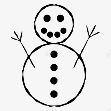 雪人手绘冬天图标