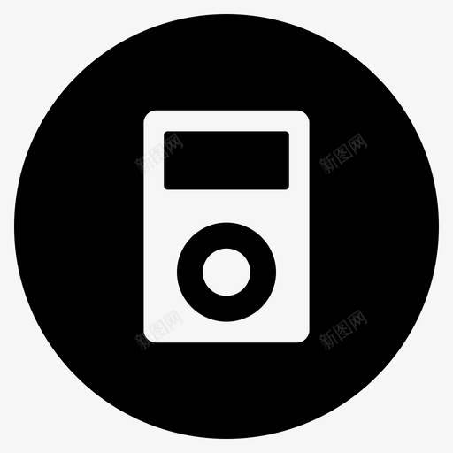 ipod音频播放器娱乐svg_新图网 https://ixintu.com 播放器 音频 娱乐 多媒体 音乐 通信设备 黑色 填充 减去 正面