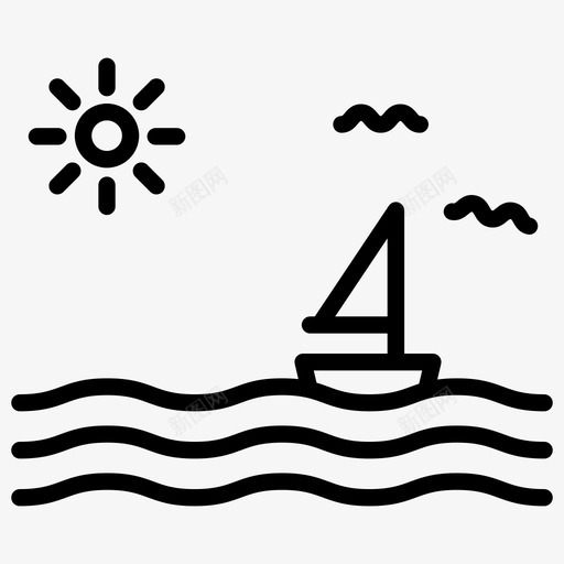 大海海滩帆船svg_新图网 https://ixintu.com 大海 海滩 帆船 夏天 旅行 度假
