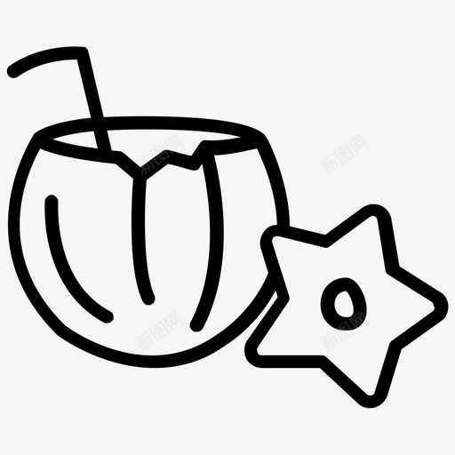 热带果汁海滩汁椰子奶svg_新图网 https://ixintu.com 果汁 热带 椰子 海滩 新鲜 泰国 符号 线图 图标