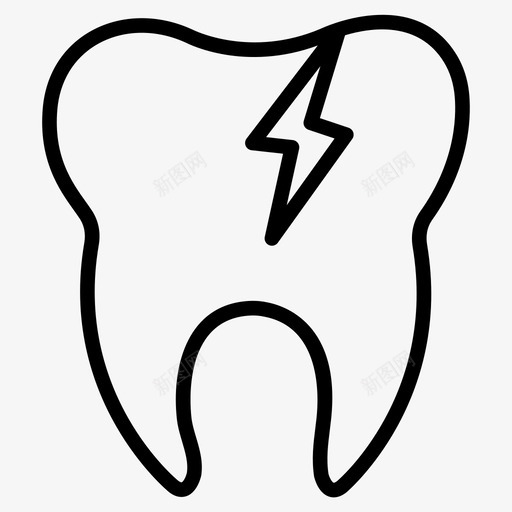 缺口破损牙齿svg_新图网 https://ixintu.com 牙齿 缺口 破损 口腔 医疗 线图 图标