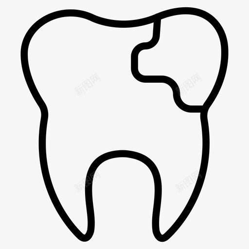 缺口破损牙齿svg_新图网 https://ixintu.com 牙齿 缺口 破损 口腔 医疗 线图 图标