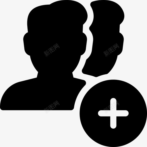 添加用户社区组svg_新图网 https://ixintu.com 用户 添加 社区 多个 操作 实心 图标