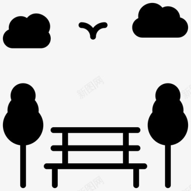 公园长凳休息座位图标