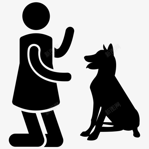 指导宠物驯狗师狗训练svg_新图网 https://ixintu.com 训练 宠物 指导 驯狗 师狗 服从 雕文 图标