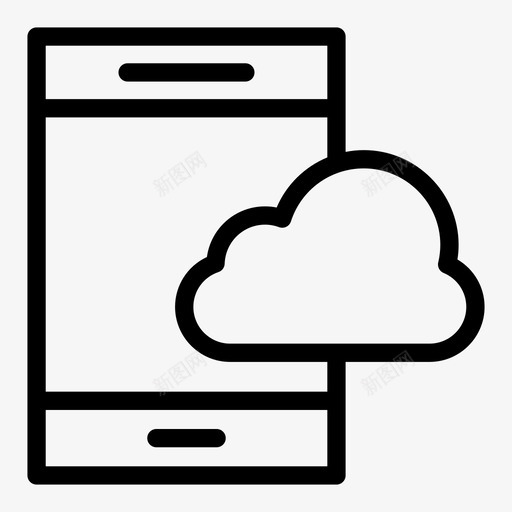 移动手机云svg_新图网 https://ixintu.com 云计算 移动 手机 云云 设备 电话 线图 图标