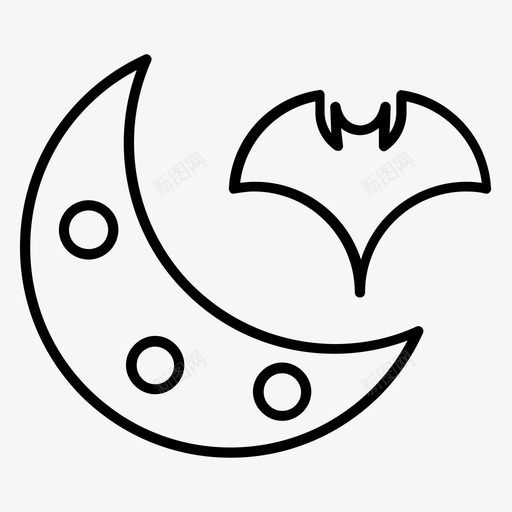 蝙蝠月亮幽灵svg_新图网 https://ixintu.com 蝙蝠 月亮 幽灵