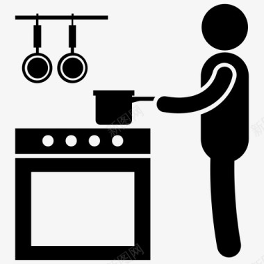 家庭厨房烹饪区厨房房间图标