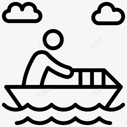摩托艇划船渔船svg_新图网 https://ixintu.com 摩托艇 划船 渔船 动力 度假 线图 图标