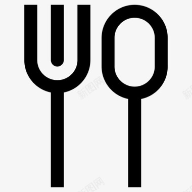叉子和勺子餐饮食物图标