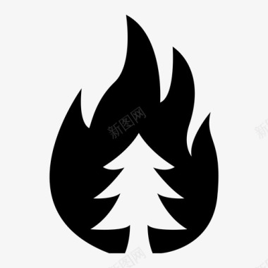 森林火灾燃烧灾难图标