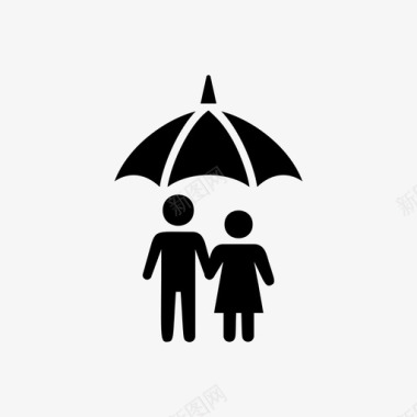 有伞家庭保险男女图标