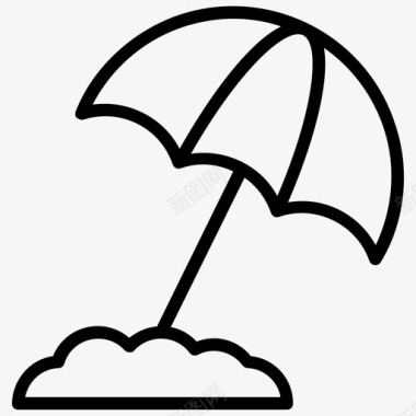 海滩海滩伞遮阳伞图标