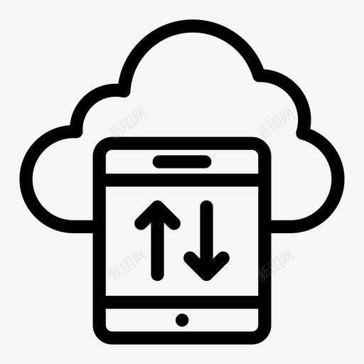移动云下载svg_新图网 https://ixintu.com 移动 下载 电话 上传 云计算 线图 图标