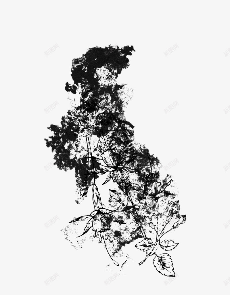 斑驳线条花png免抠素材_新图网 https://ixintu.com 斑驳 线条
