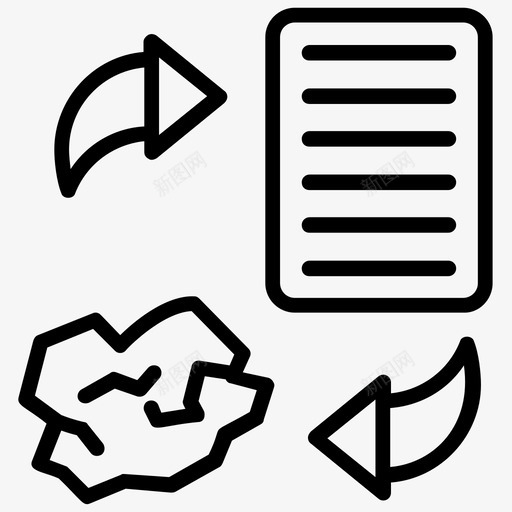 纸张回收废纸可回收svg_新图网 https://ixintu.com 废纸 纸张 回收 可回收 垃圾 分类 线图 图标