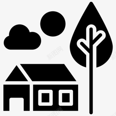 温室生态乡村住宅图标