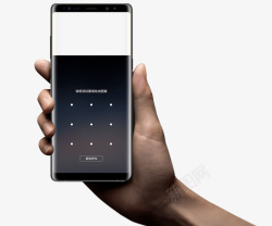 note8手持盖乐世Note8扫描虹膜的高清图片