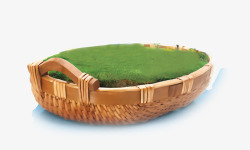 竹篓上的草坪牧场素材