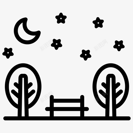 夜晚长凳月亮svg_新图网 https://ixintu.com 夜晚 长凳 月亮 自然 夜景 公园 旅行