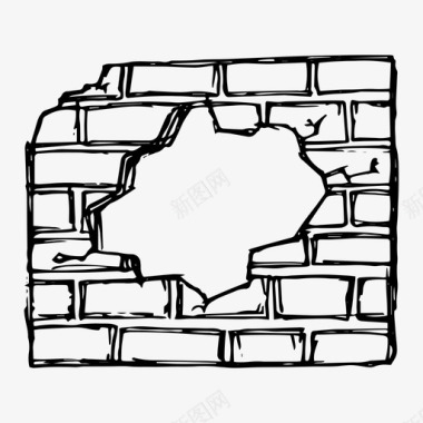 砖墙洞裂缝压碎图标