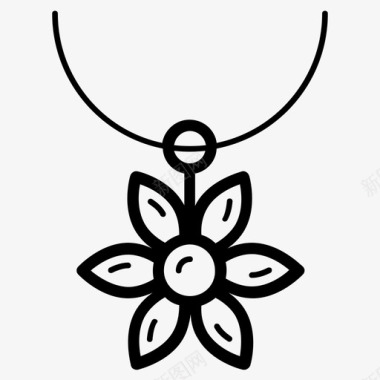 花朵吊坠项链珠宝系列图标图标