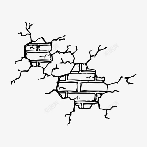 破裂的砖墙破碎的压碎的svg_新图网 https://ixintu.com 破裂 砖墙 破碎 压碎 草图