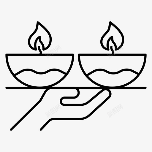 蜡烛装饰排灯节svg_新图网 https://ixintu.com 灯节 蜡烛 装饰 火焰 线图 图标