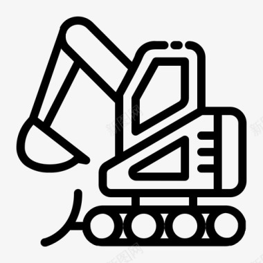 挖掘机挖掘施工承包商出线图标