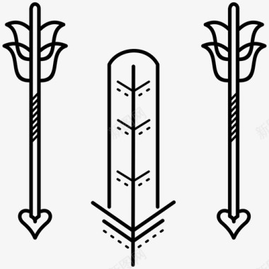 箭头波西米亚符号羽毛图标