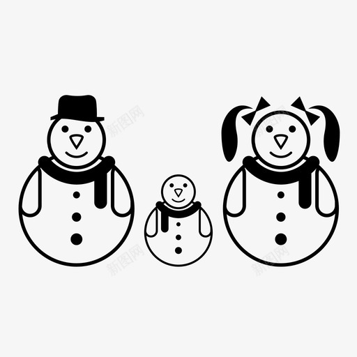 雪人圣诞节情侣svg_新图网 https://ixintu.com 圣诞节 雪人 情侣 家庭 新年