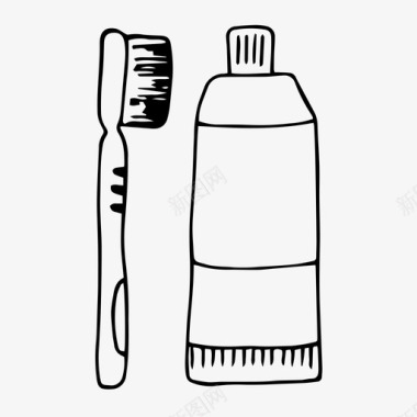 牙膏和刷子牙齿护理牙齿卫生图标