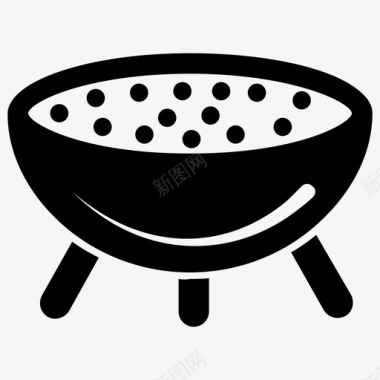 野营食品烹饪锅烤架图标